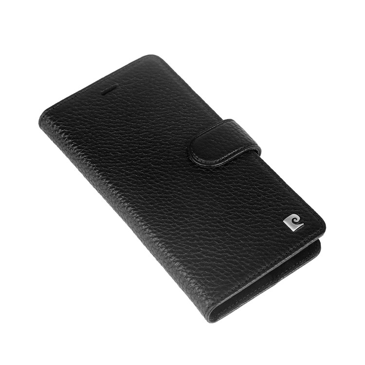 PIERRE CARDIN Litchi Grain Genuine Leather Wallet Card Slot Phone Cover with Stand for OnePlus 6 - Black-3