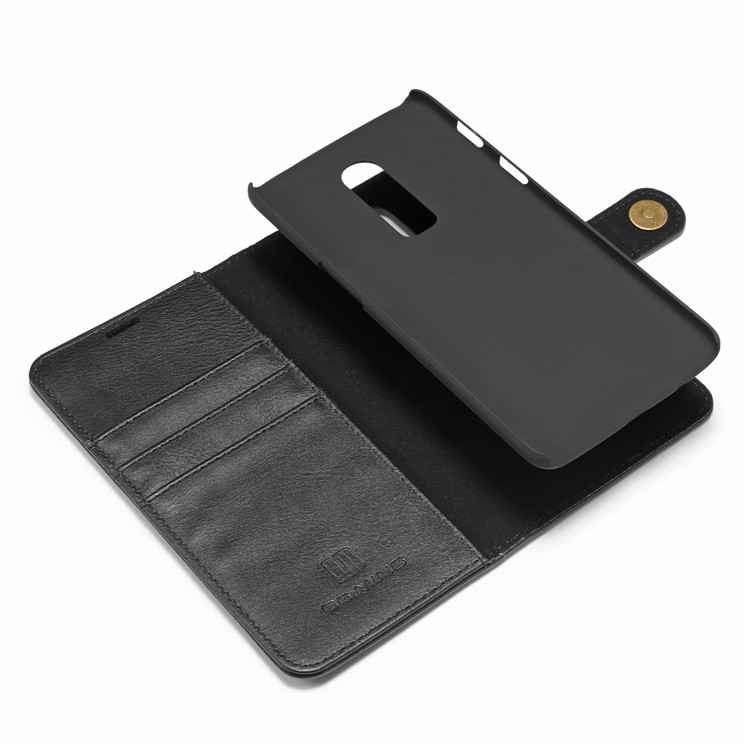 GD. MING Für Oneplus 6 Abnehmbare 2-in-1-Geldbörse Aus Spaltleder + PC-Rückentasche - Schwarz-11