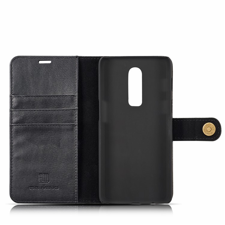 GD. MING Für Oneplus 6 Abnehmbare 2-in-1-Geldbörse Aus Spaltleder + PC-Rückentasche - Schwarz-14