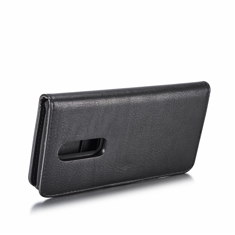 GD. MING Für Oneplus 6 Abnehmbare 2-in-1-Geldbörse Aus Spaltleder + PC-Rückentasche - Schwarz-6