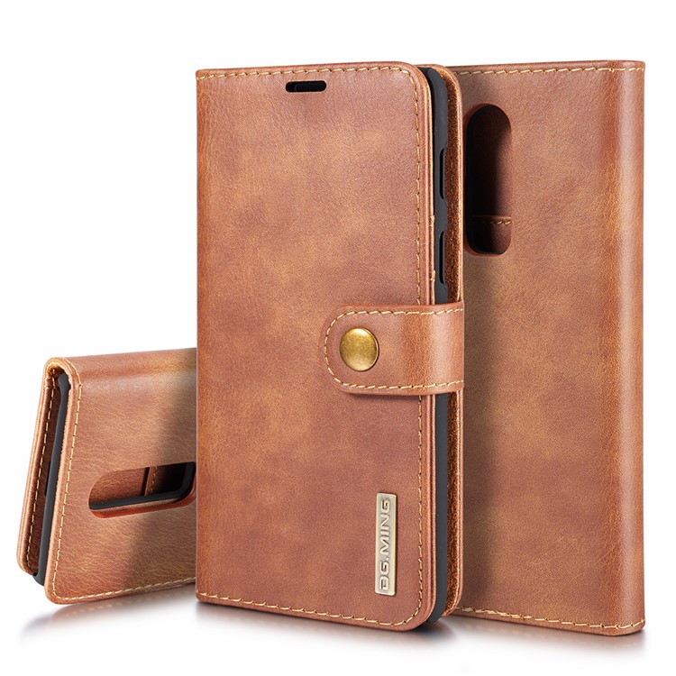 DG. MING Per Oneplus 6 Portafoglio In Pelle Crosta 2 In 1 Staccabile + Custodia Posteriore Per PC - Marrone-1