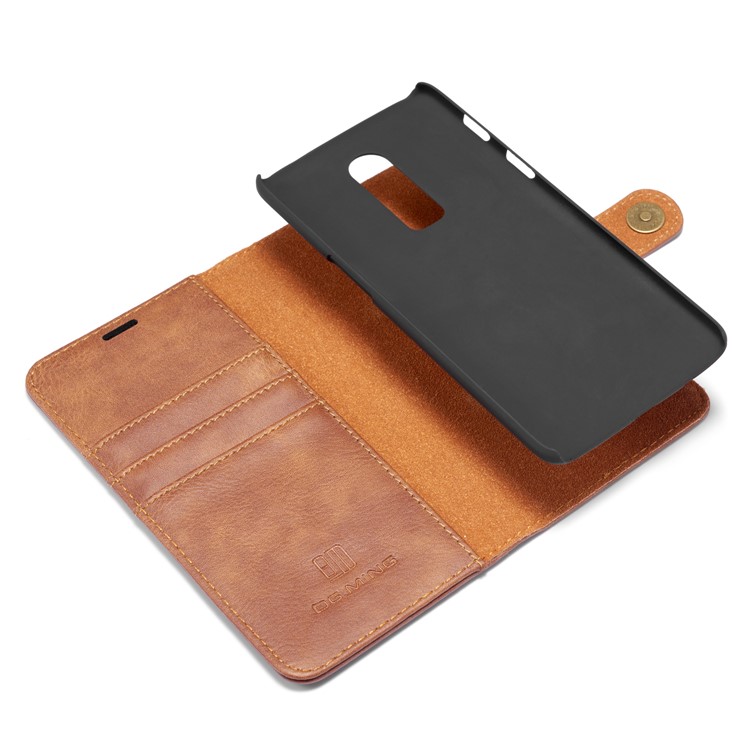 DG. MING Per Oneplus 6 Portafoglio In Pelle Crosta 2 In 1 Staccabile + Custodia Posteriore Per PC - Marrone-11