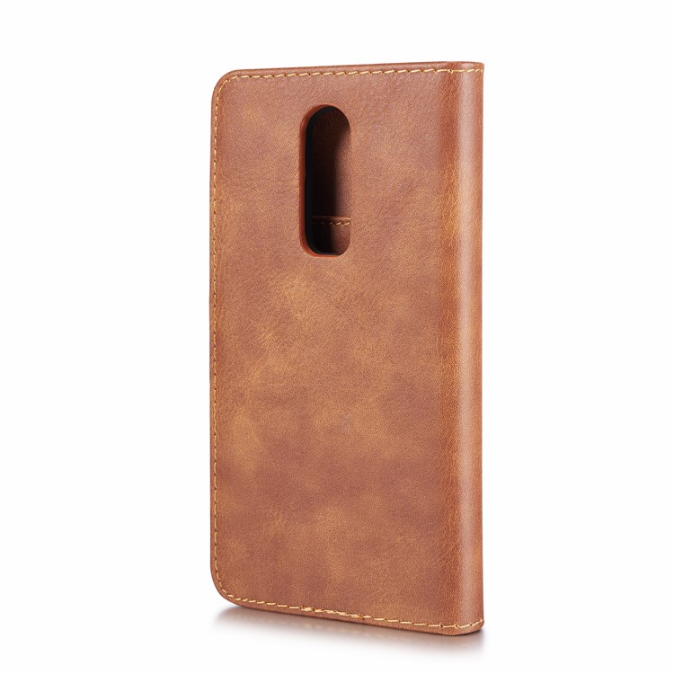 DG. MING Per Oneplus 6 Portafoglio In Pelle Crosta 2 In 1 Staccabile + Custodia Posteriore Per PC - Marrone-4