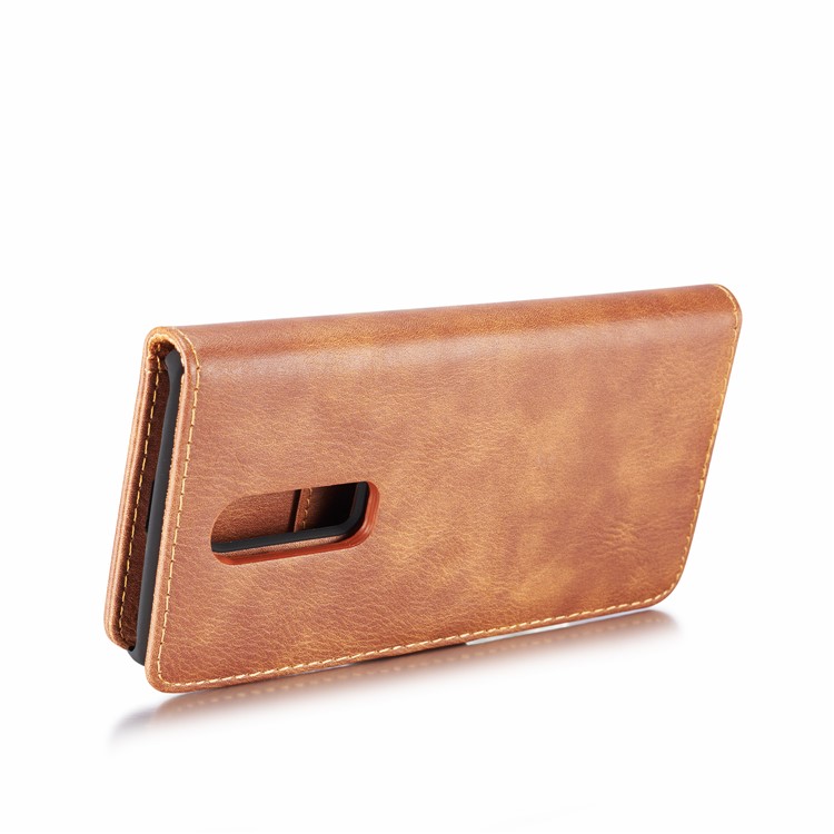 DG. MING Per Oneplus 6 Portafoglio In Pelle Crosta 2 In 1 Staccabile + Custodia Posteriore Per PC - Marrone-6