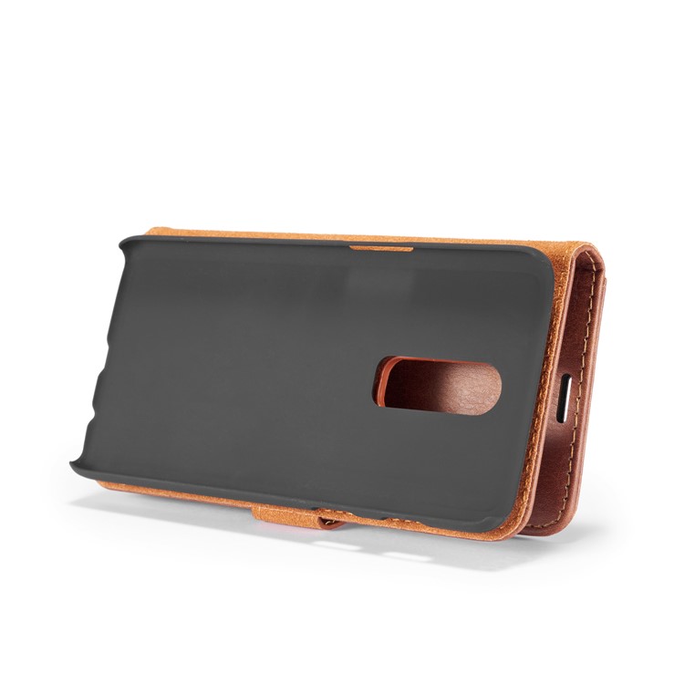 DG. MING Per Oneplus 6 Portafoglio In Pelle Crosta 2 In 1 Staccabile + Custodia Posteriore Per PC - Marrone-7