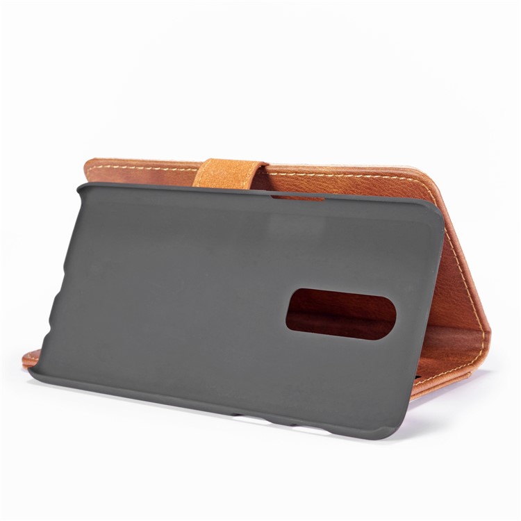 DG. MING Per Oneplus 6 Portafoglio In Pelle Crosta 2 In 1 Staccabile + Custodia Posteriore Per PC - Marrone-8