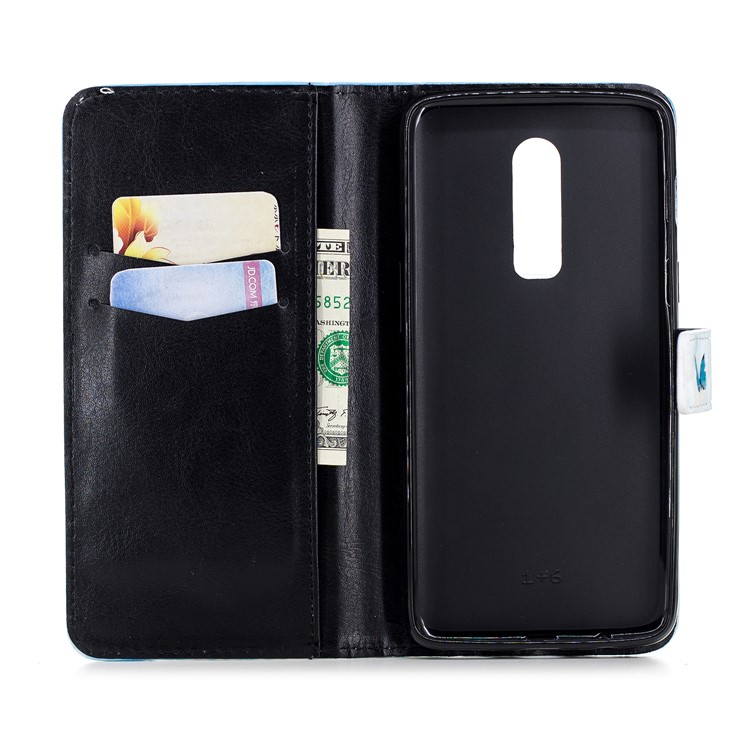 Funda De Móvil Con Diseño De Punto De Luz De PU Con Ranuras Para Tarjetas Para Oneplus 6 - Pluma Pluma-6