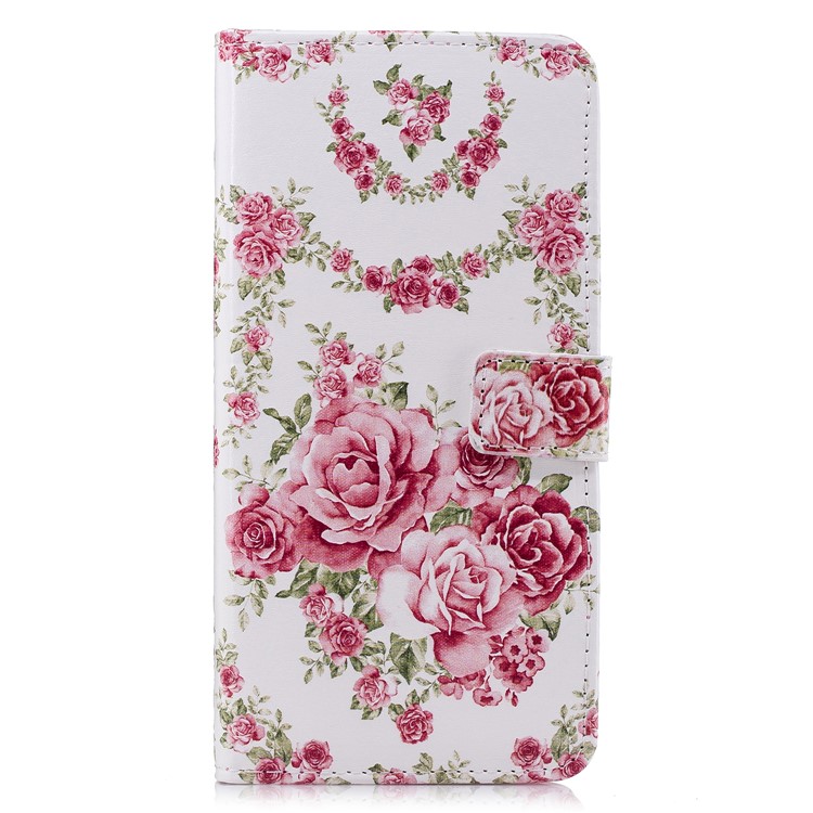 For OnePlus 6 Embossed Pattern Leather Wallet Stand Flip Cover - Blooming Peonies-2