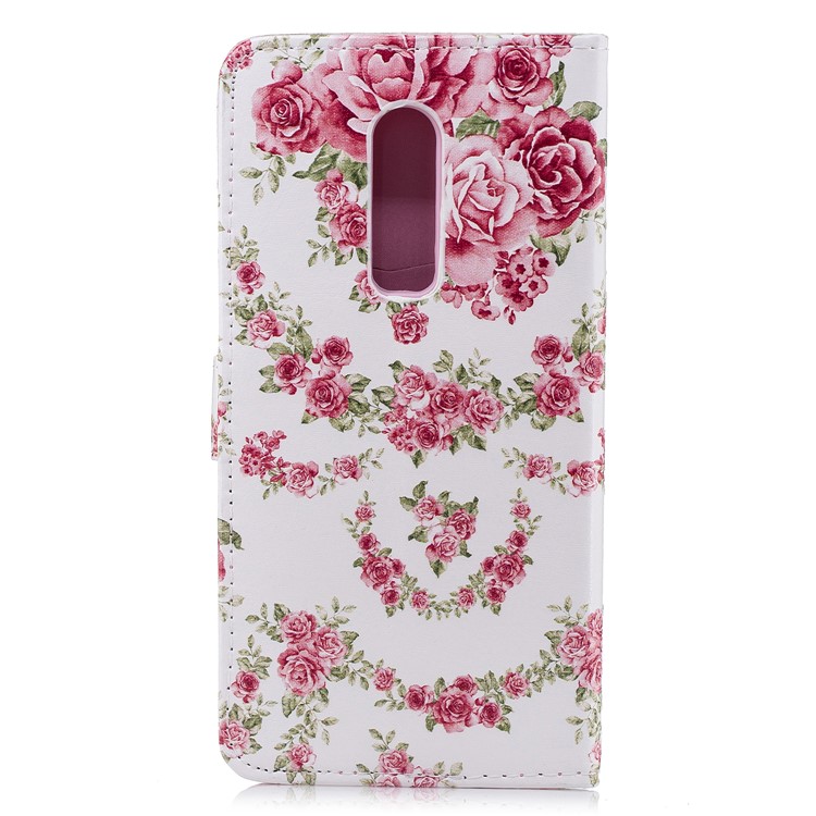 For OnePlus 6 Embossed Pattern Leather Wallet Stand Flip Cover - Blooming Peonies-3