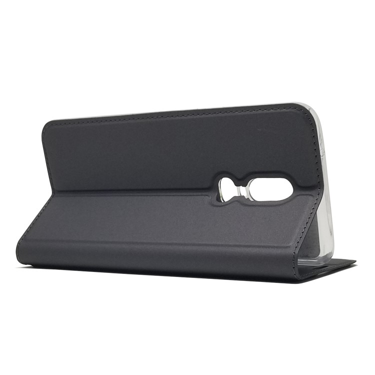 Auto-absorvido Ficar Titular De Cartão De Couro Caso De Telefone Para Oneplus 6 - Preto-6