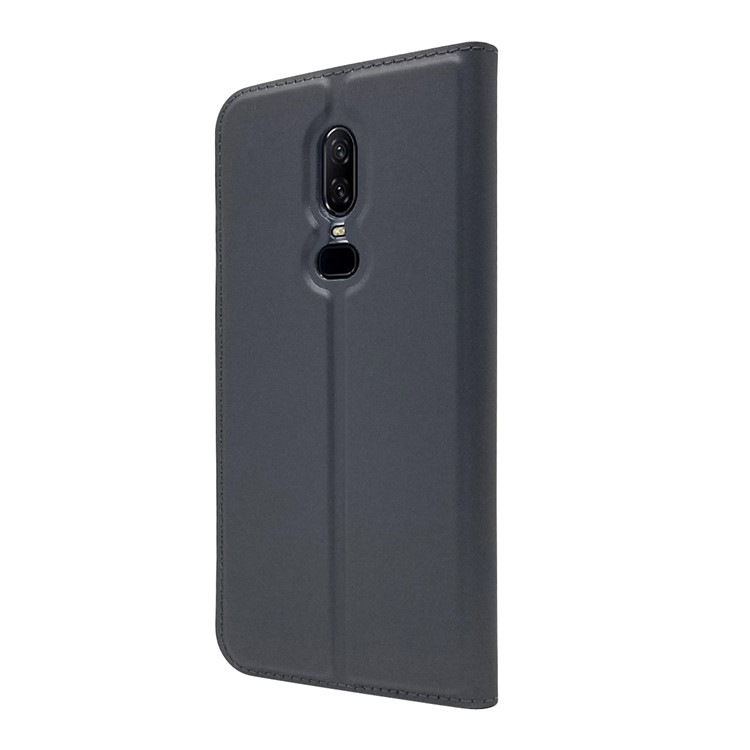 Auto-absorvido Ficar Titular De Cartão De Couro Caso De Telefone Para Oneplus 6 - Preto-9