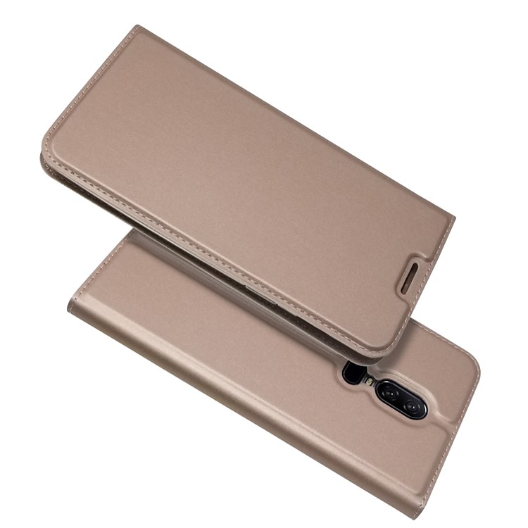 Auto-Resorband Leder Kartenhalter Mobiles Schutzgehäuse Für Oneplus 6 - Roségold-1