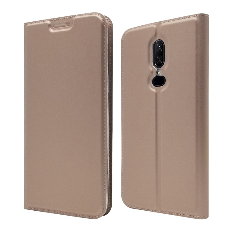 Auto-Resorband Leder Kartenhalter Mobiles Schutzgehäuse Für Oneplus 6 - Roségold-2