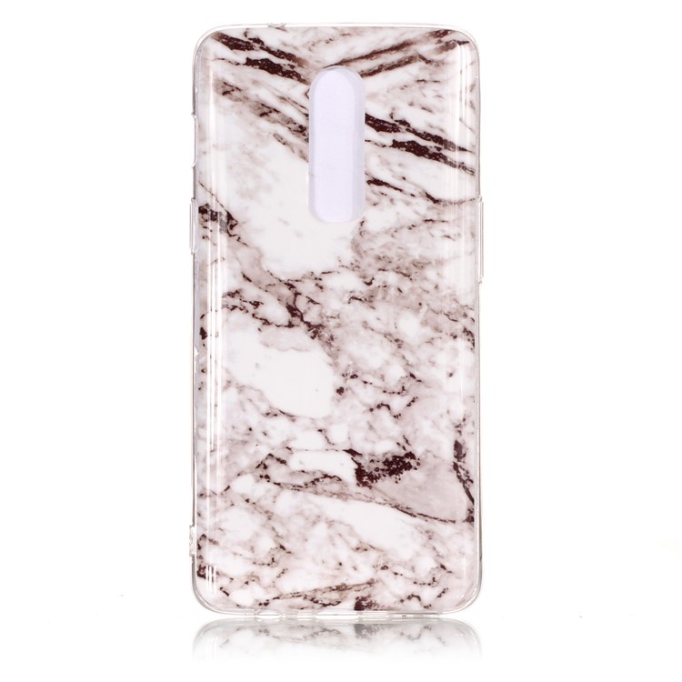 Impressão Padrão De Mármore IMD Tampa Do Telefone TPU Para Oneplus 6 - Branco / Cinzento-1