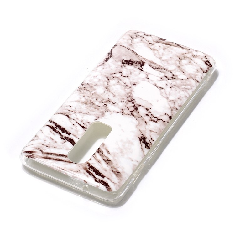Impressão Padrão De Mármore IMD Tampa Do Telefone TPU Para Oneplus 6 - Branco / Cinzento-3