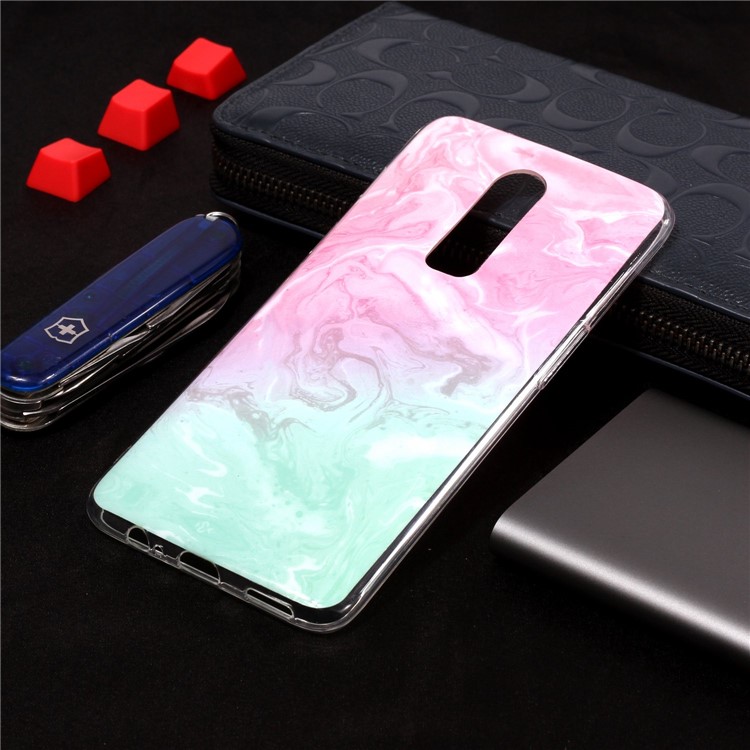 Custodia In Similpelle Per Cellulare IMD TPU Per Oneplus 6 - Rosa / Verde-4