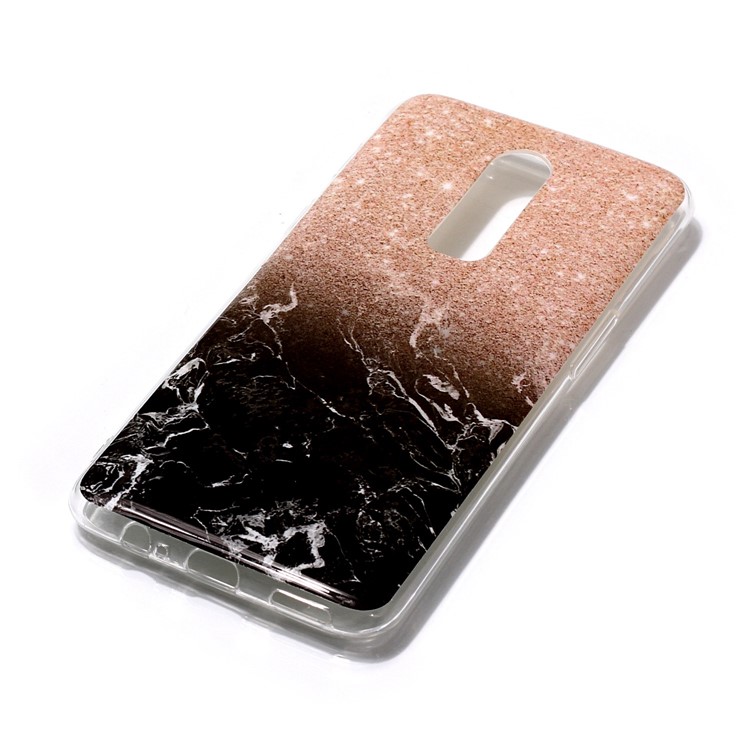 Motif Impression Marbre IMD TPU Coque Téléphone Mobile Pour Oneplus 6 - Or Rose / Noir-2