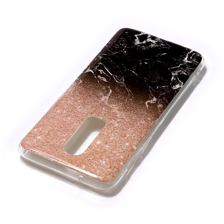 Motif Impression Marbre IMD TPU Coque Téléphone Mobile Pour Oneplus 6 - Or Rose / Noir-3