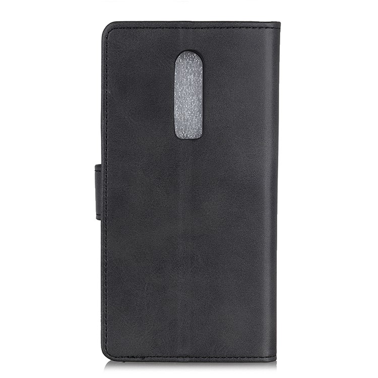 For OnePlus 6 Matte PU Leather Wallet Stand Protective Cover - Black-7