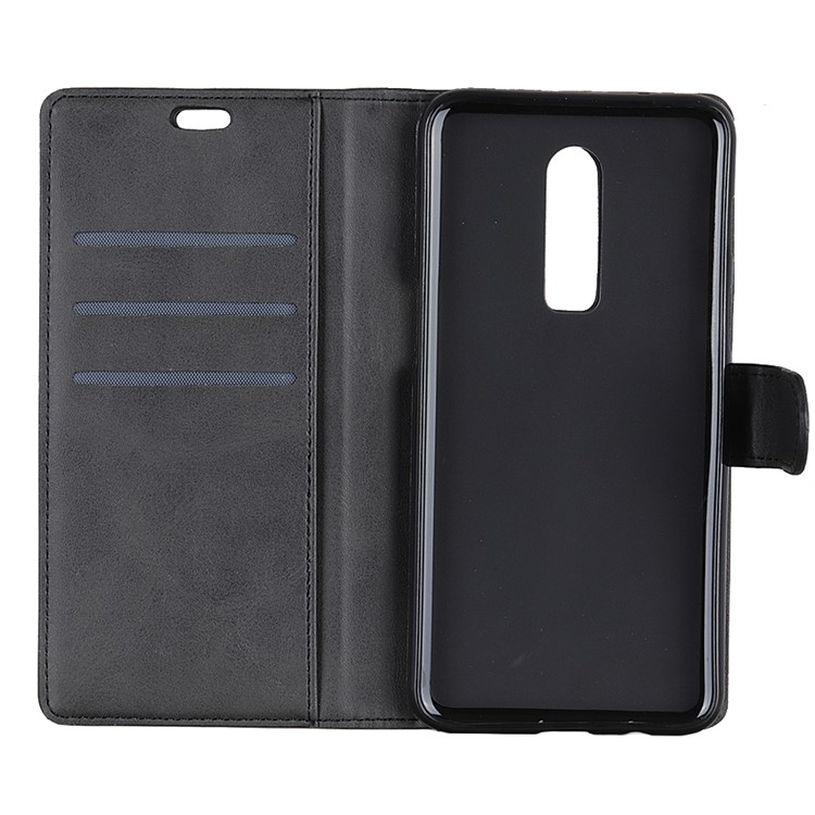 For OnePlus 6 Matte PU Leather Wallet Stand Protective Cover - Black-8