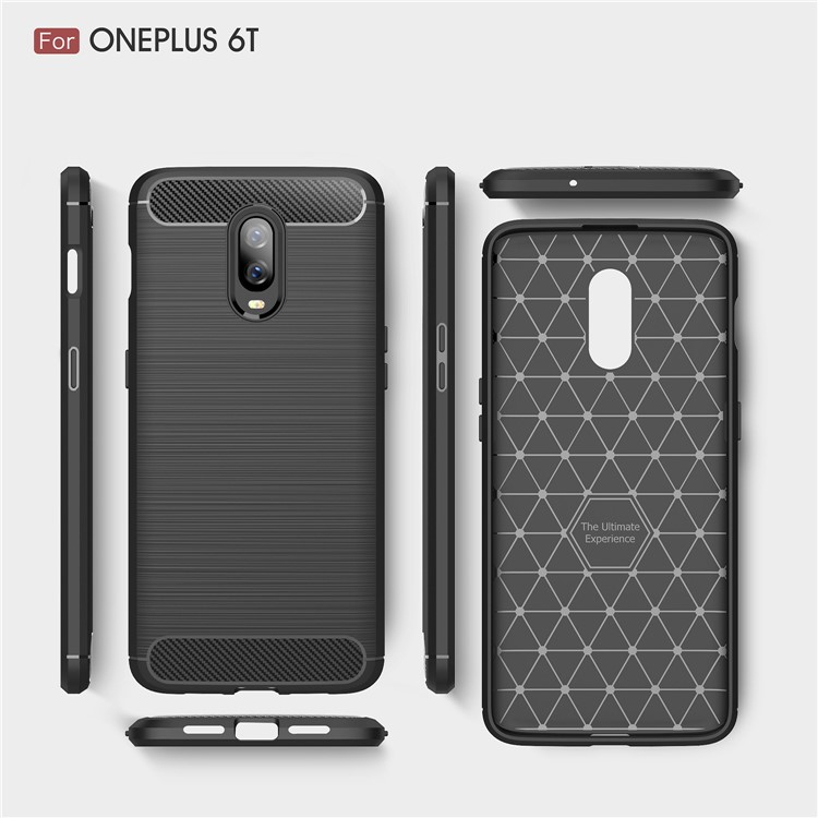 Carbon Fibre Brushed TPU Case for OnePlus 6T - Black-2