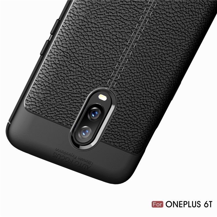 Litchi Texture TPU Case for OnePlus 6T - Black-10