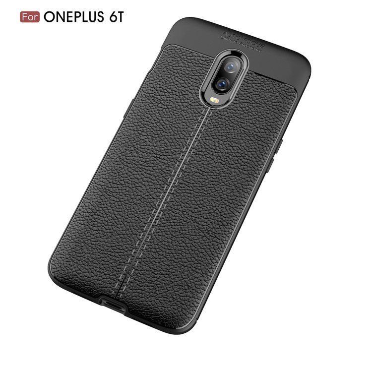 Litchi Texture TPU Case for OnePlus 6T - Black-11