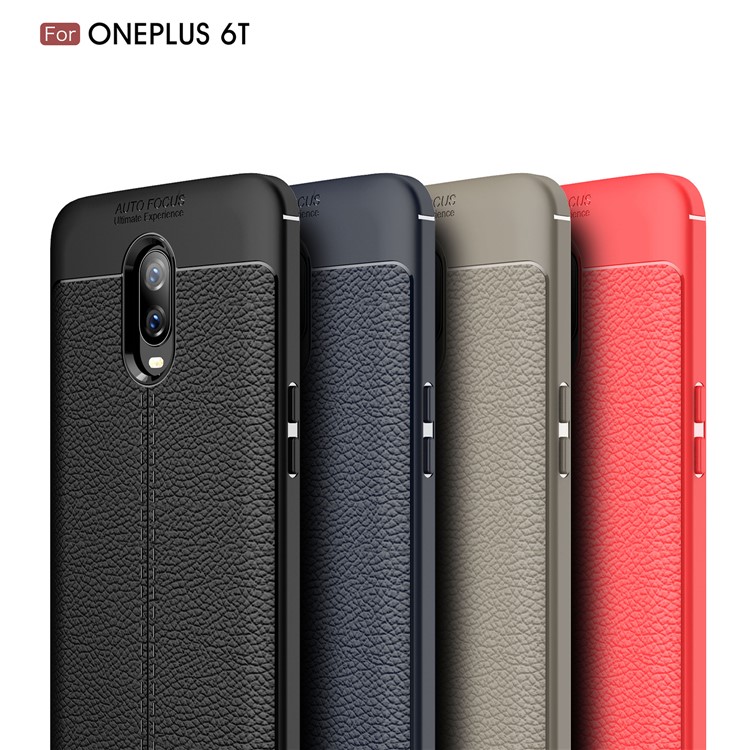 Litchi Texture TPU Case for OnePlus 6T - Black-13