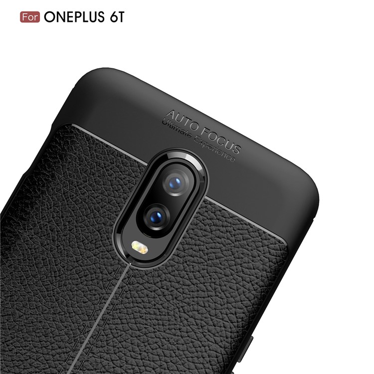 Litchi Texture TPU Case for OnePlus 6T - Black-4