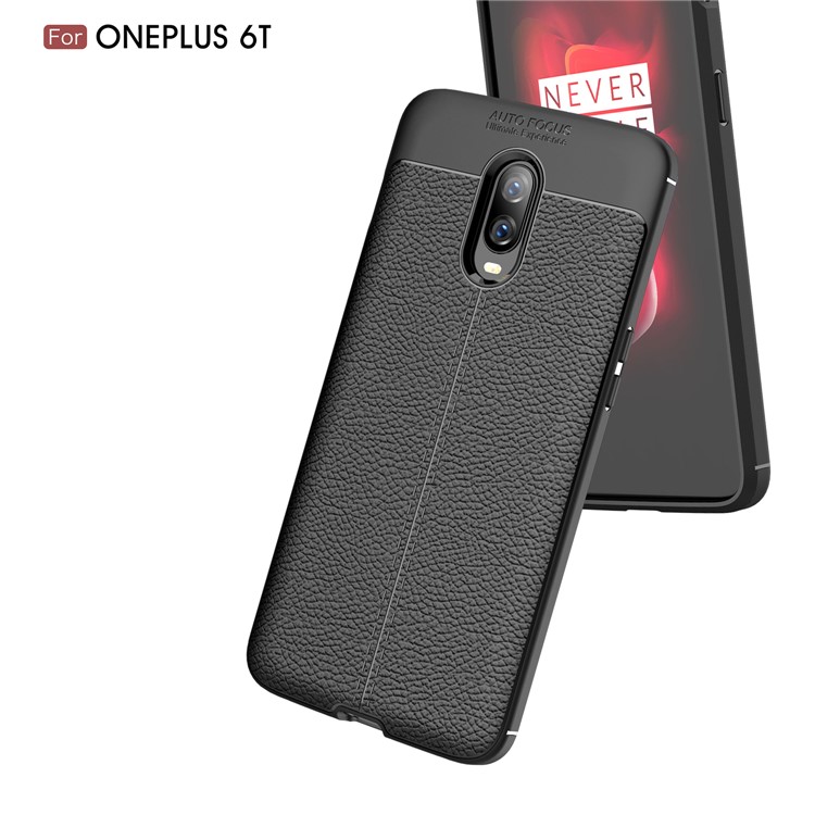Litchi Texture TPU Case for OnePlus 6T - Black-5