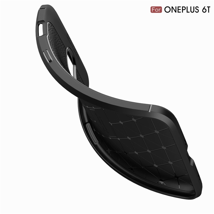 Litchi Texture TPU Case for OnePlus 6T - Black-8
