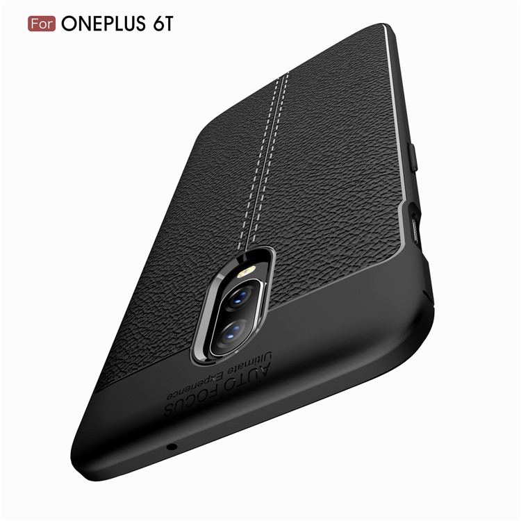 Litchi Texture TPU Case for OnePlus 6T - Black-9