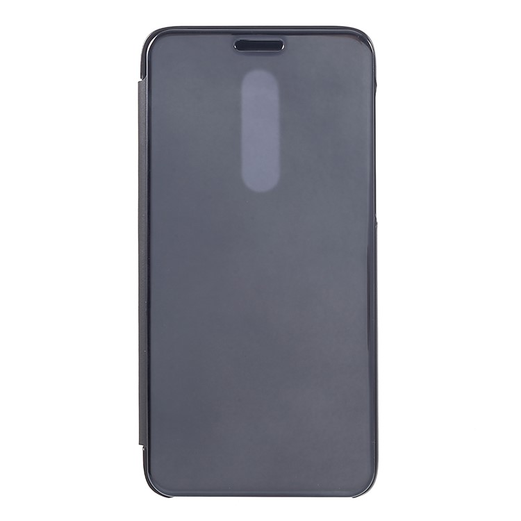 View Window Plated Mirror Surface Leather Stand Flip Cover for OnePlus 6 - Black-2