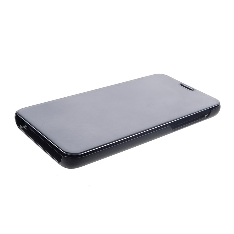 View Window Plated Mirror Surface Leather Stand Flip Cover for OnePlus 6 - Black-3