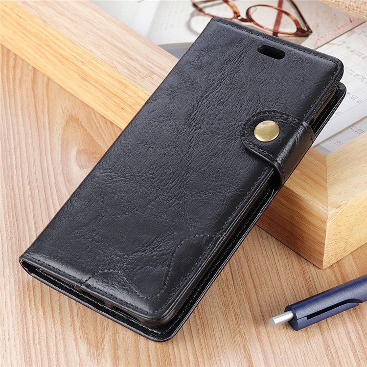 S-shape Crazy Horse Texture Leather Flip Case for OnePlus 6T - Black-10