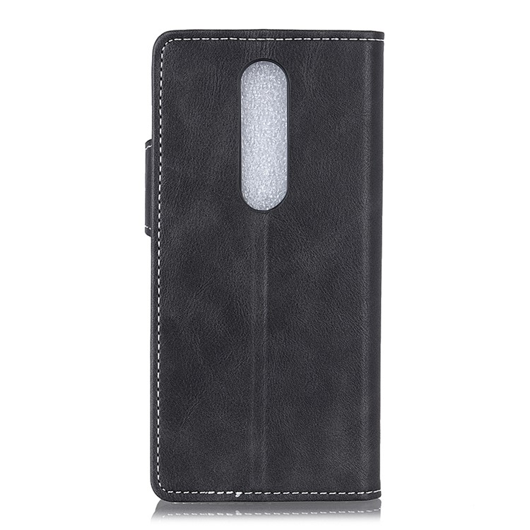 S-shape Textured Stand Wallet Leather Case for OnePlus 6T - Black-6