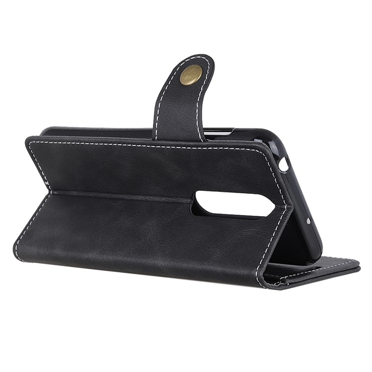 S-shape Textured Stand Wallet Leather Case for OnePlus 6T - Black-8