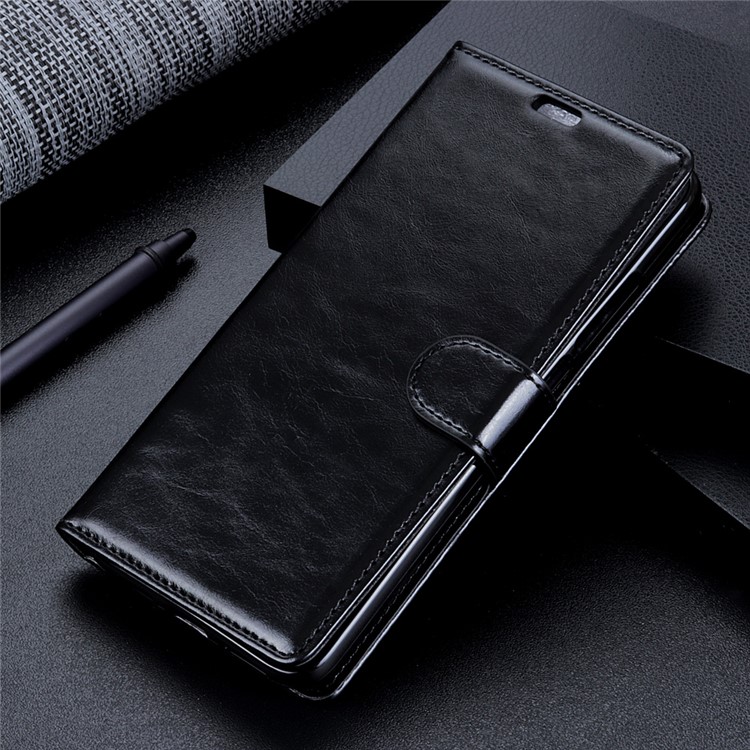 Crazy Horse Leather Case for OnePlus 6T Wallet Stand Phone Cover Shell - Black-3