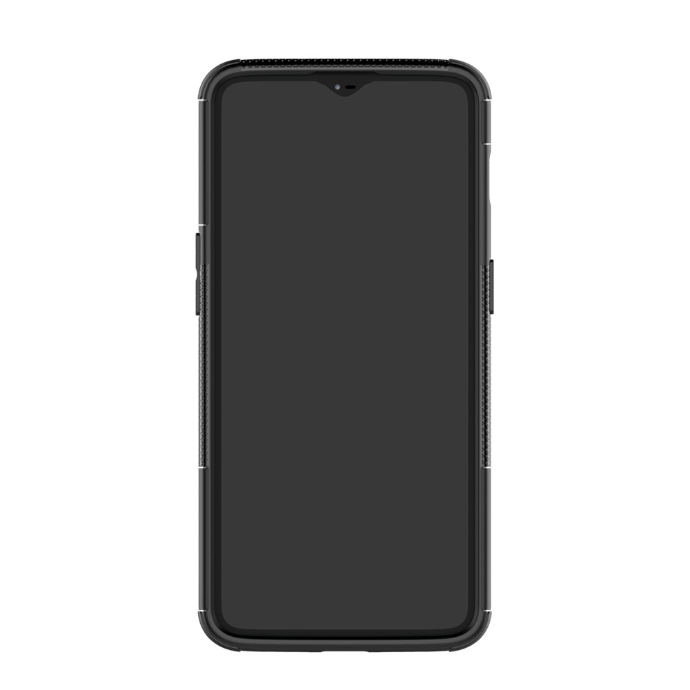 2-in-1-reifenmuster PC + TPU Hybrid-mobilfunkkoffer Mit Kickstand Für OnePlus 6T - Schwarz