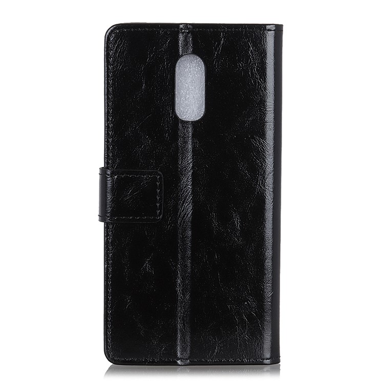 Crazy Horse Wallet Leather Stand Case for OnePlus 6T - Black-3