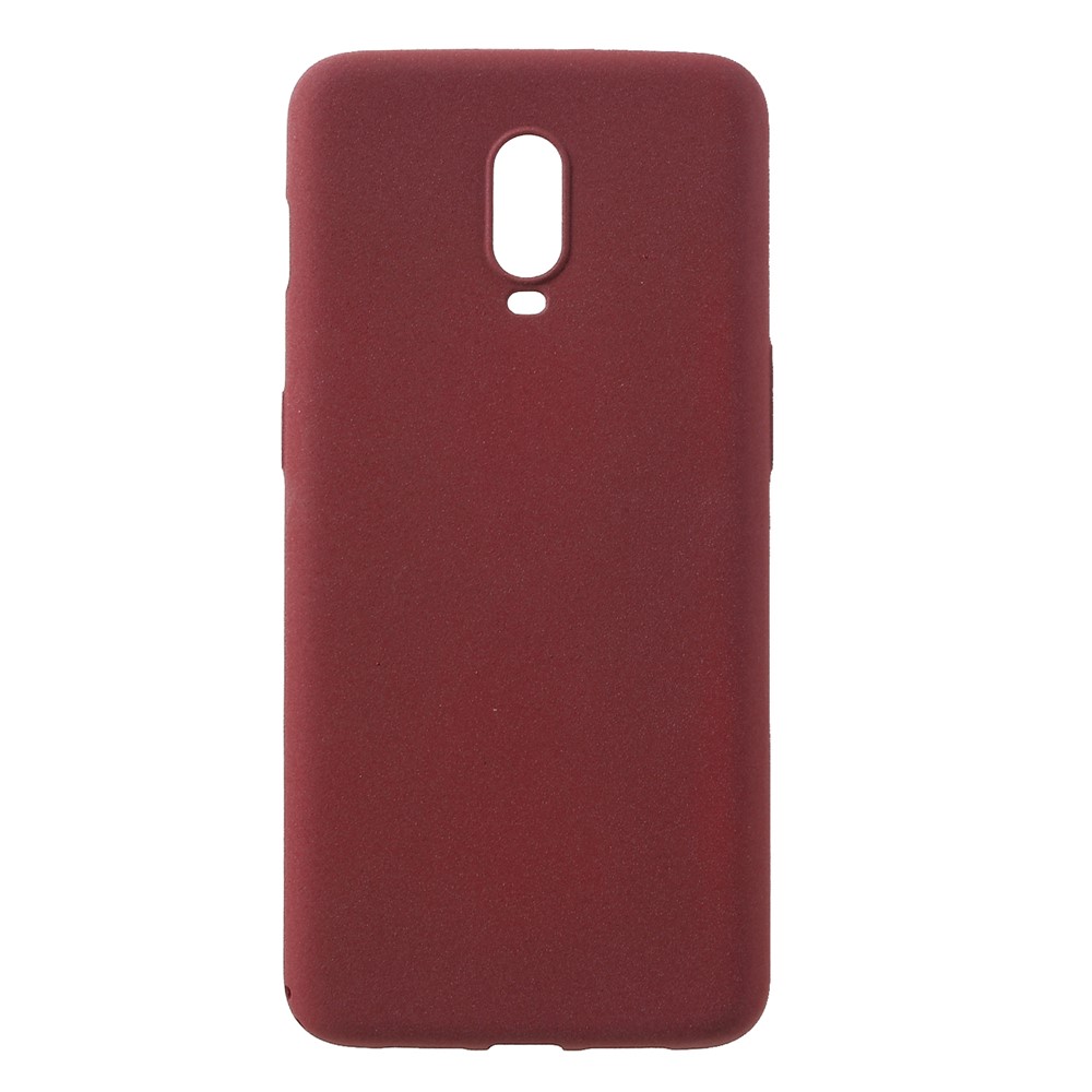 Caso Móvel TPU Geléia Matte Pele-toque Para Oneplus 6T - Vinho Vermelho-1