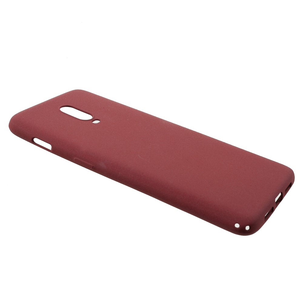 Caso Móvel TPU Geléia Matte Pele-toque Para Oneplus 6T - Vinho Vermelho-2