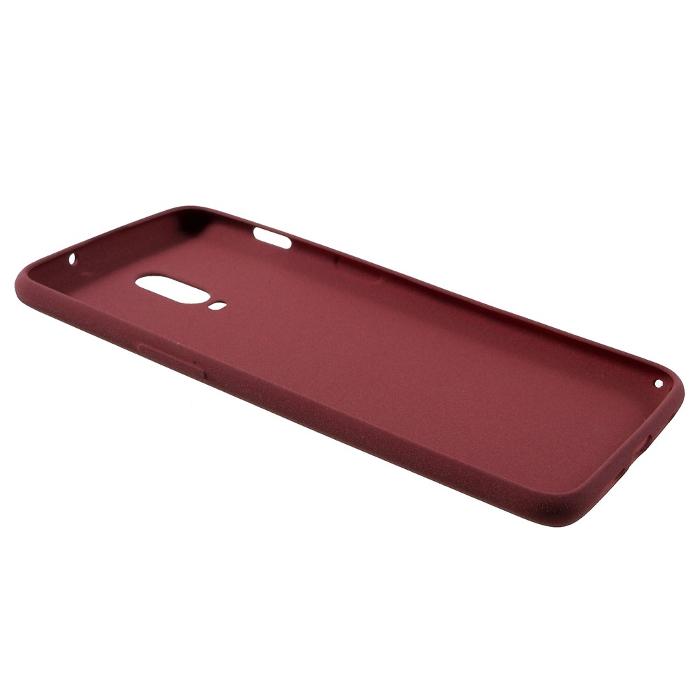 Caso Móvel TPU Geléia Matte Pele-toque Para Oneplus 6T - Vinho Vermelho-3