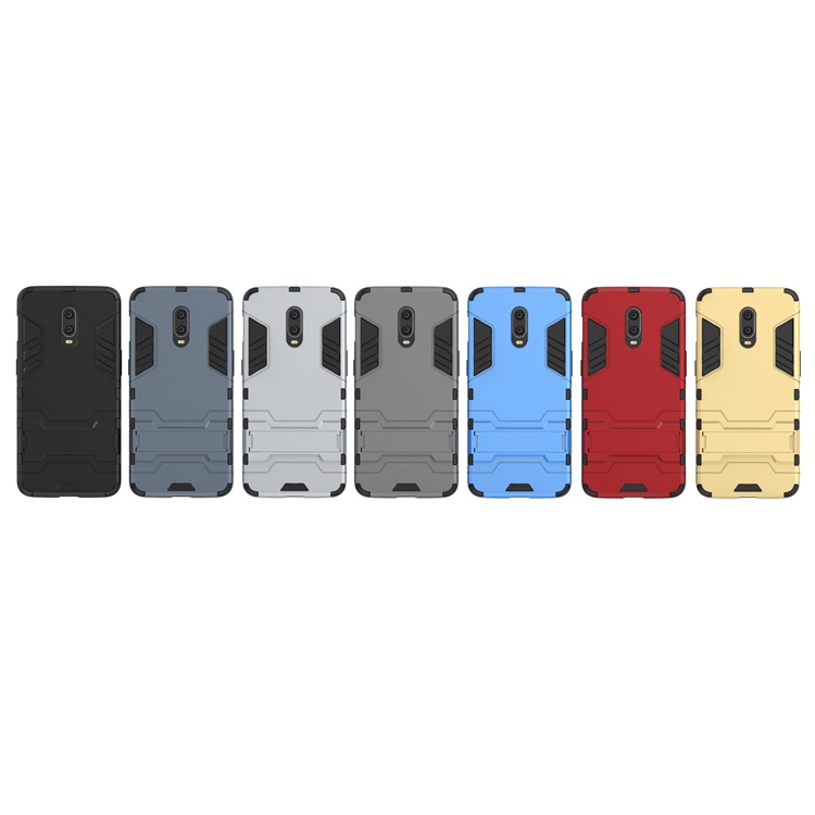 Cool Guard PC Cubierta Híbrida De TPU Con Pie De Apoyo Para Oneplus 6T - Plata-6