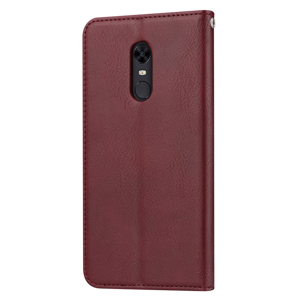Caixa De Couro Carteira Auto-absorvida Para Oneplus 6T - Vinho Vermelho-3