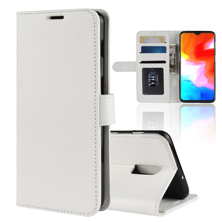 Funda Magnética Para Celular De Piel Monedero Con Soporte De Horse Crazy Para Oneplus 6T - Blanco-1
