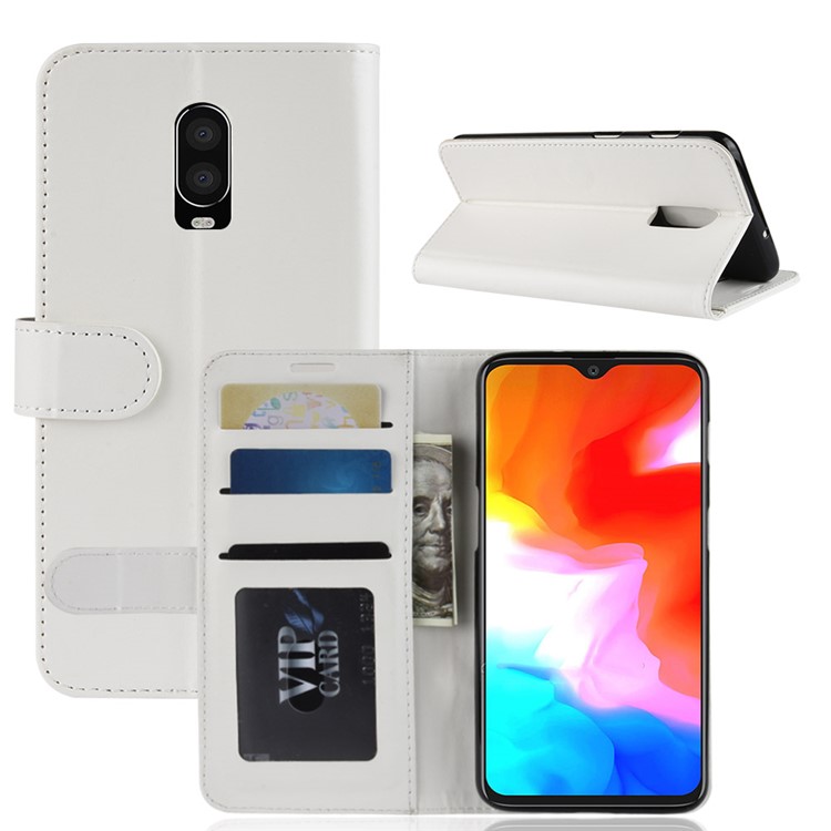 Funda Magnética Para Celular De Piel Monedero Con Soporte De Horse Crazy Para Oneplus 6T - Blanco-2