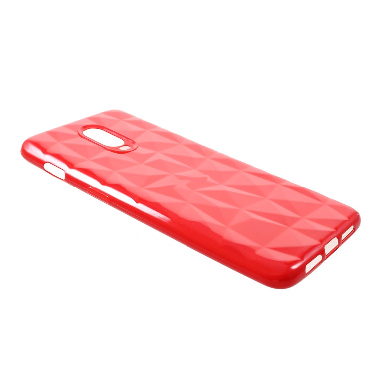 3D Diamond Texture TPU Case for OnePlus 6T - Red-2