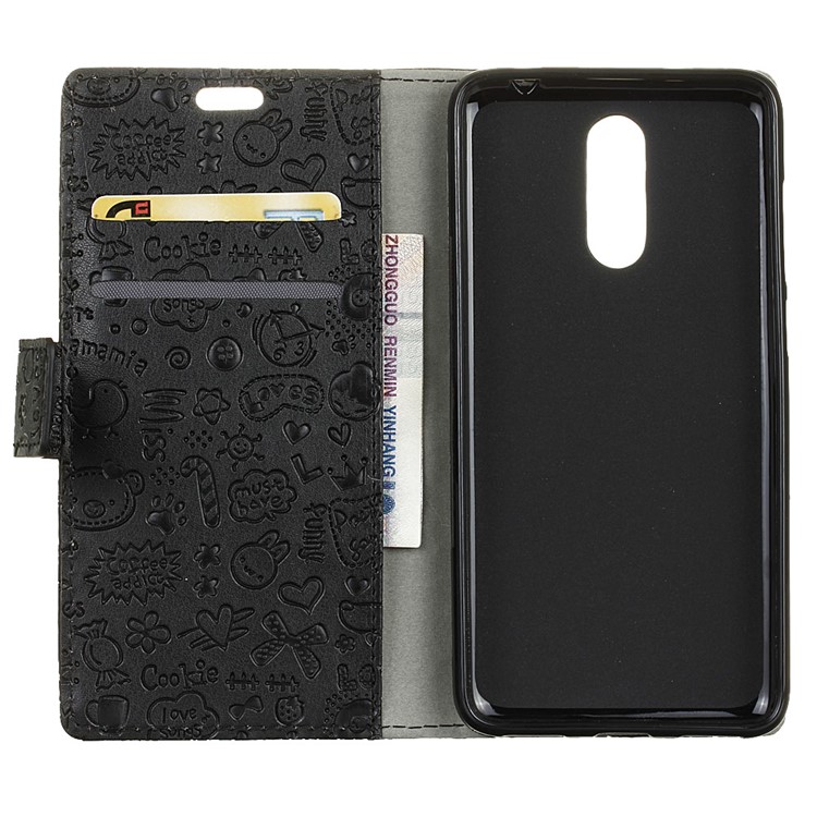 Cartoon Graffiti Wallet Stand PU Leather Mobile Shell for OnePlus 7 - Black-3