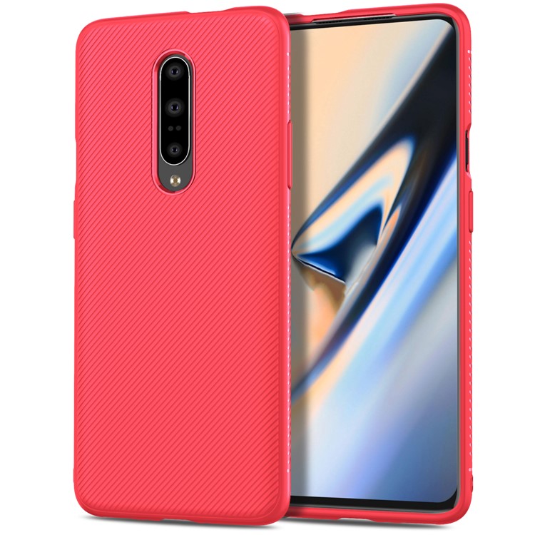 Caso De Telefone Móvel De Sarja De Jazz Série Textura TPU Para Oneplus 7 - Vermelho-1